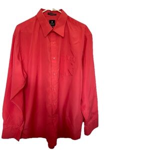 SILVER LABEL By MOSHIKO Coral Long Sleeve Dress SHIRT Size Large 16 - 16 1/2 EUC